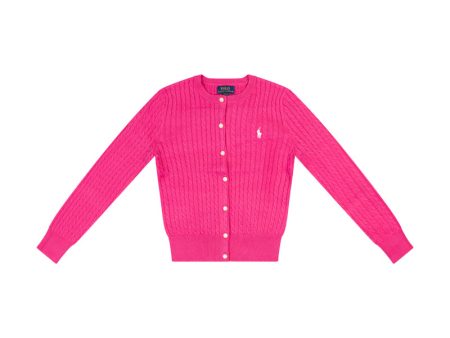 Ralph Lauren Polo Mini Cable Cotton Cardigan Pink Girls Fashion