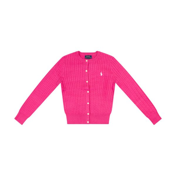 Ralph Lauren Polo Mini Cable Cotton Cardigan Pink Girls Fashion