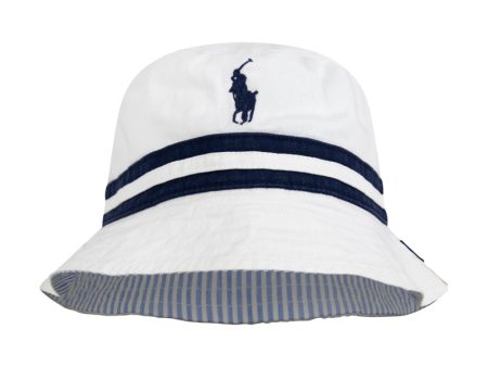 Ralph Lauren Polo Classic Reversible Bucket Hat White Blue Fashion