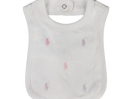 Ralph Lauren Polo Pony Cotton Interlock Baby Bib - White Supply