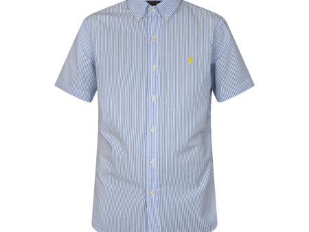 Ralph Lauren Polo Custom Fit Striped Seersucker Shirt Blue Fashion