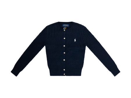 Ralph Lauren Polo Mini Cable Cotton Cardigan Hunter Navy Blue Girls For Cheap