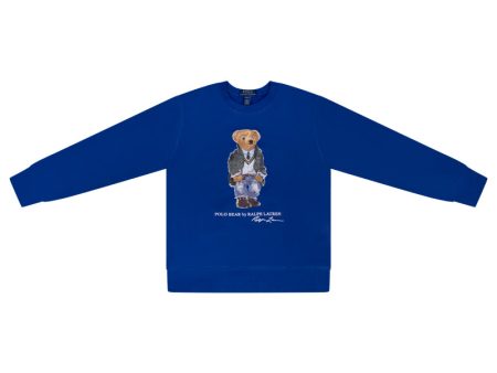 Ralph Lauren Polo Bear Fleece Boys Jumper Blue For Discount