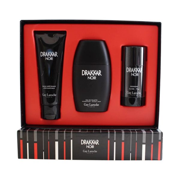 Guy Laroche Drakkar Noir 100ml EDT Gift Set + 150ml Deo Spray + 50ml Hair & Body Wash For Sale