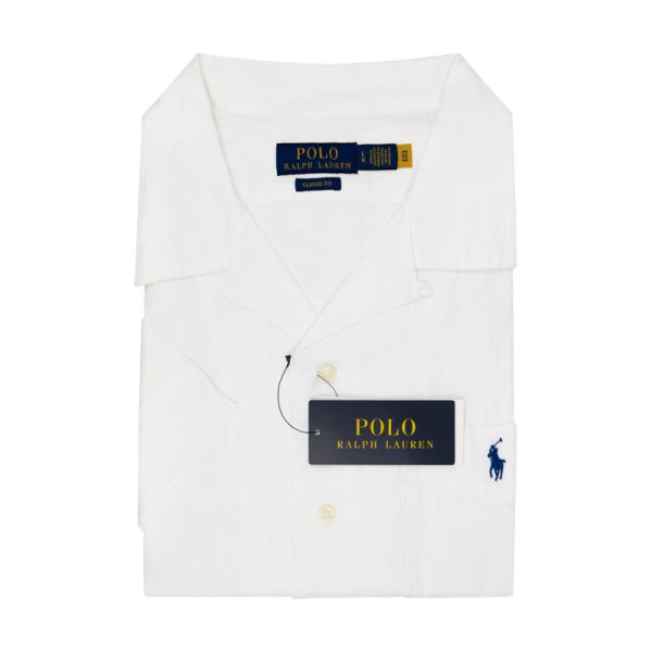 Ralph Lauren Polo Linen Pocket Shirt White For Discount