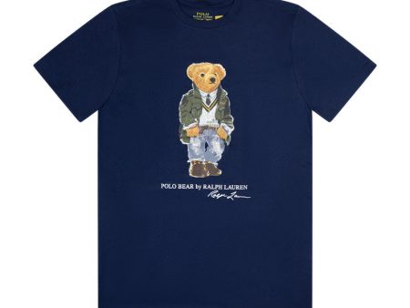 Ralph Lauren Polo Bear Cotton Boys T-Shirt Navy Blue Hot on Sale