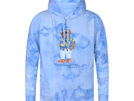 Ralph Lauren Tie-Dye-Print Polo Bear Fleece Hoodie Blue Men s For Discount