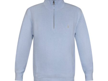 Ralph Lauren Polo Mesh-Knit Cotton Quarter-Zip Jumper Blue For Men Discount