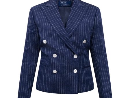 Ralph Lauren Polo Pinstripe Blazer Jacket Navy Women s For Sale