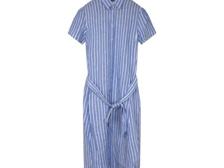 Ralph Lauren Women s Blue Linen Striped Shirt Dress Online now