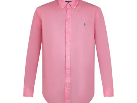 Ralph Lauren Polo Custom Fit Linen Shirt Pink Fashion