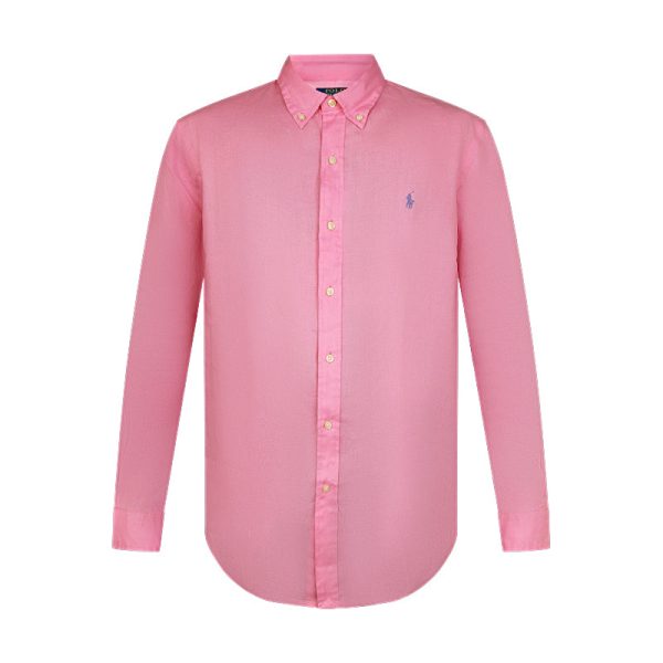 Ralph Lauren Polo Custom Fit Linen Shirt Pink Fashion