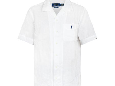 Ralph Lauren Polo Linen Pocket Shirt White For Discount