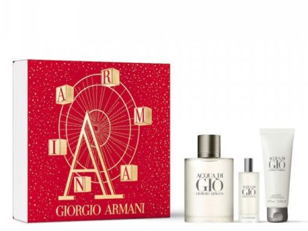 Armani Acqua Di Gio Men Gift Set EDT 100ml + 15ml Mini + 75ml Shower Gel Hot on Sale