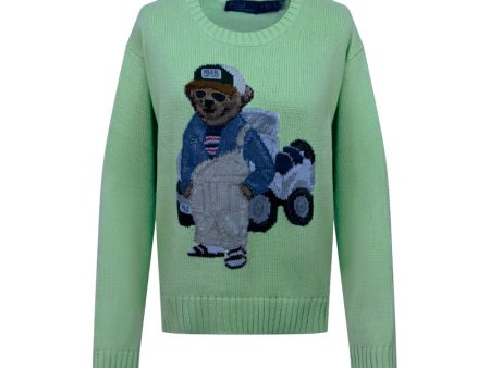 Ralph Lauren Polo Cadet Bear Knit Jumper Mint Green Women s Hot on Sale