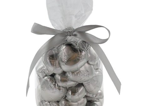 30 x Solid Milk Chocolate Hearts (Silver) For Sale