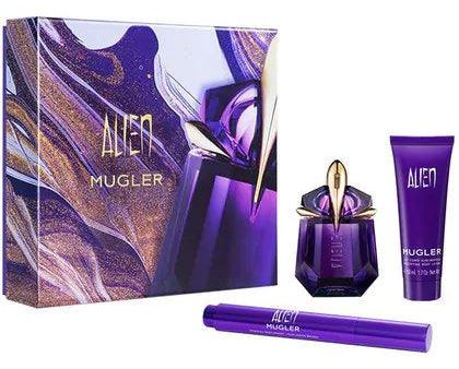 Alien Mugler Gift Set 30ml EDP Refillable + 50ml Body Lotion + 7ml Perfume Brush Online now