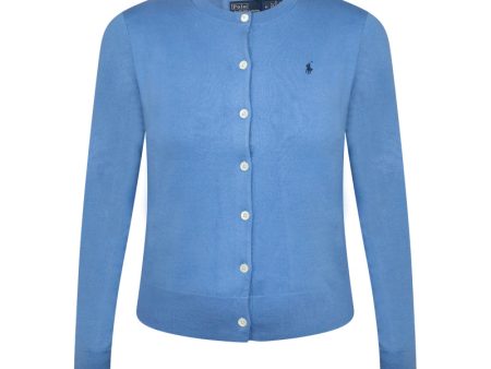 Ralph Lauren Polo Crew Neck Cardigan Blue Women s For Cheap