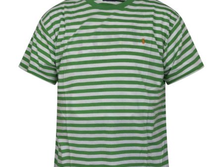 Polo Ralph Lauren Women s Striped T-Shirt Green & White X Large Supply