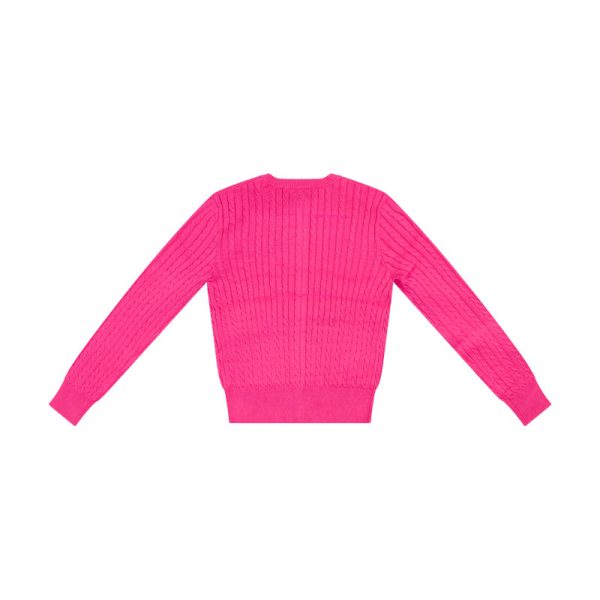 Ralph Lauren Polo Mini Cable Cotton Cardigan Pink Girls Fashion