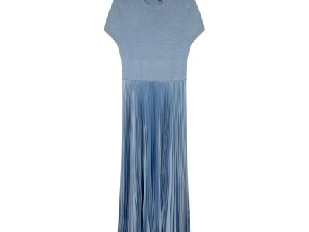 Ralph Lauren Women s Polo Blue Sweater Pleated Midi Dress Cheap