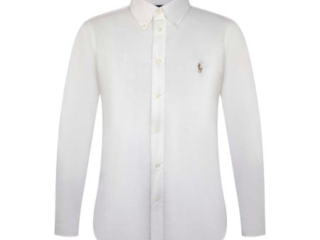 Ralph Lauren Polo Women s Slim Fit Knit Cotton Oxford Shirt White Sale