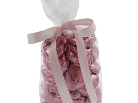 30 x Solid Milk Chocolate Hearts (Pink) on Sale