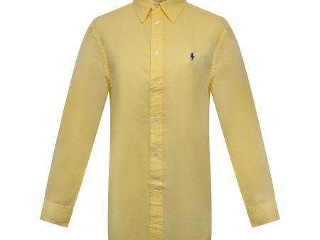 Ralph Lauren Cotton Blouse Shirt Relaxed Fit Yellow Women s For Cheap