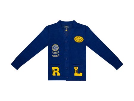 Ralph Lauren Polo Varsity Inspired Cotton Cardigan Blue Cheap